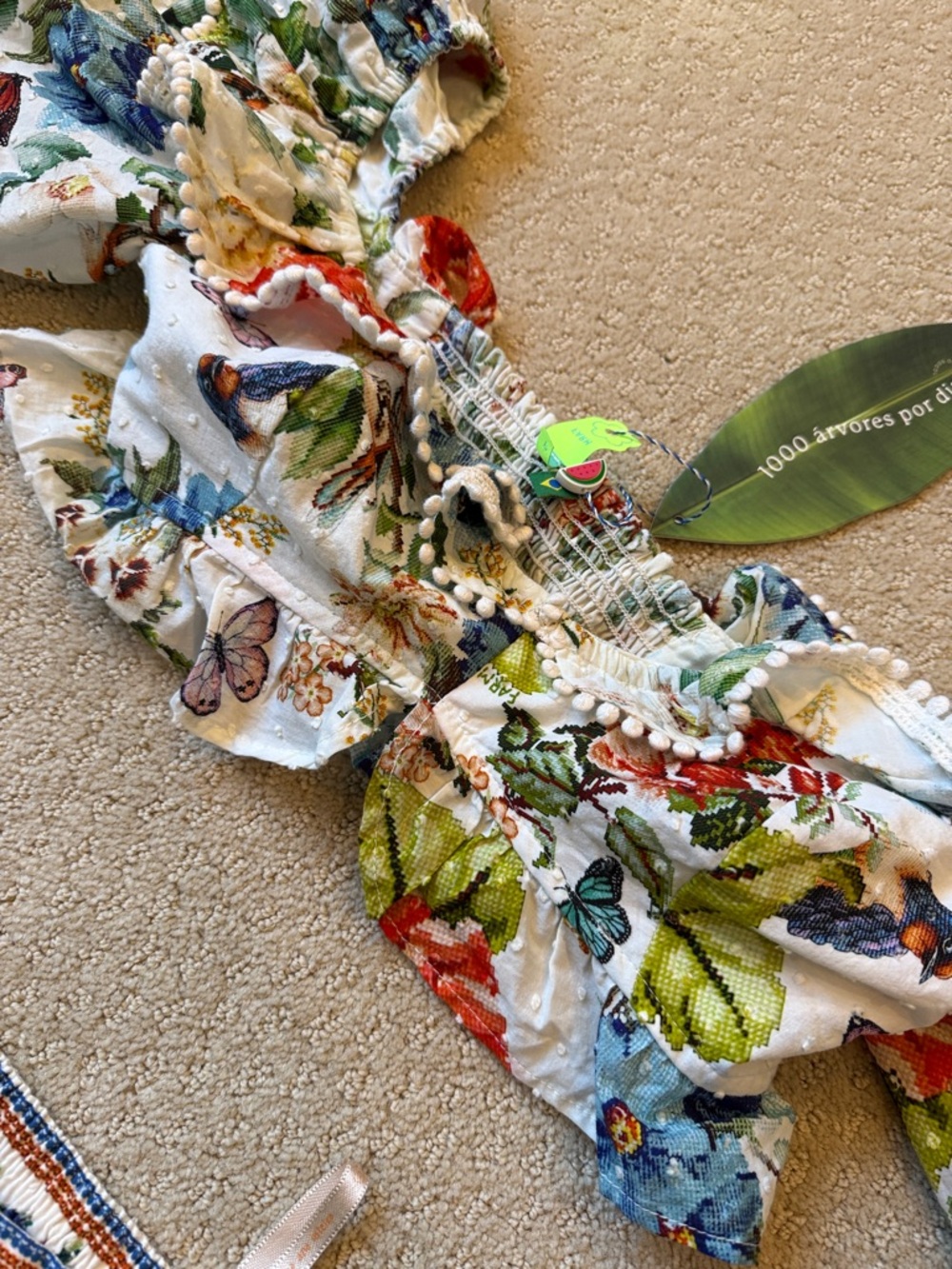 FARM Rio Floral Tiered 2 piece Maxi skirt and top in Pink, Green, White, Blue - Picture 5 of 6